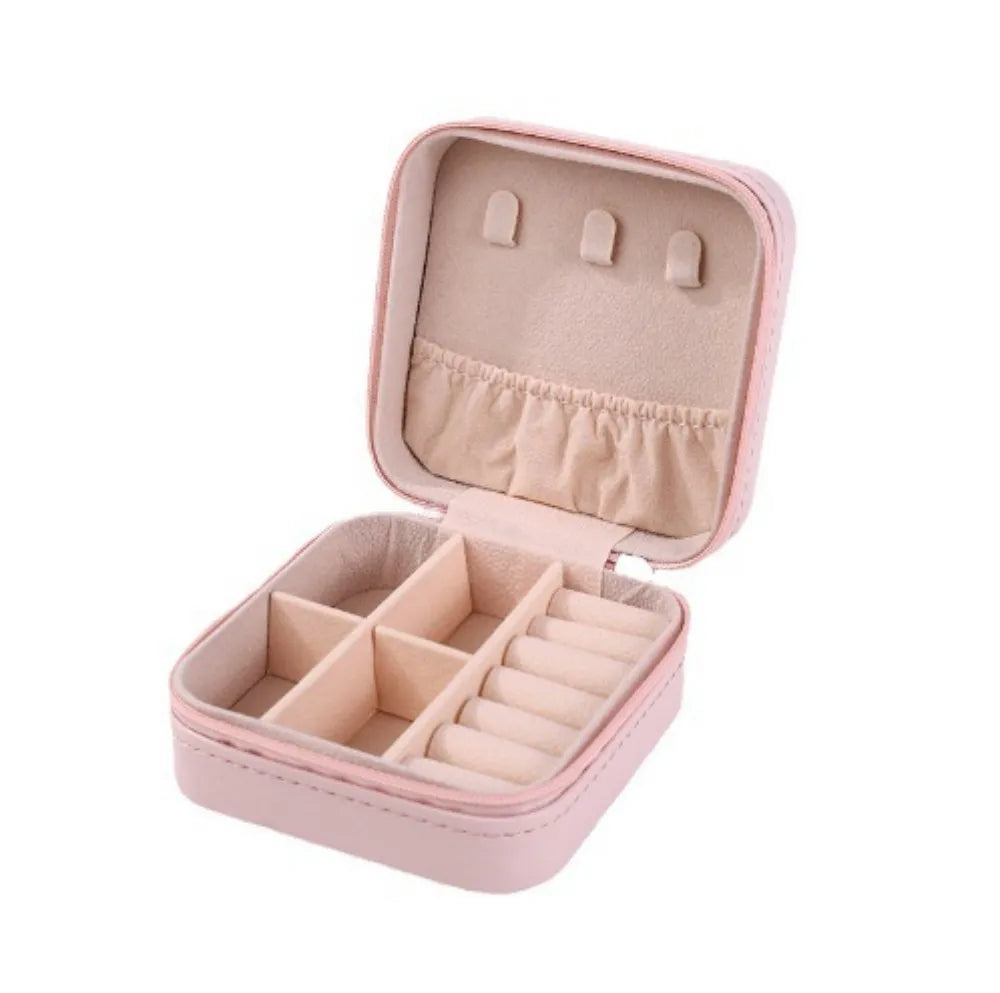 Portable Leather Jewelry Travel Organizer Box | Rings & Earrings