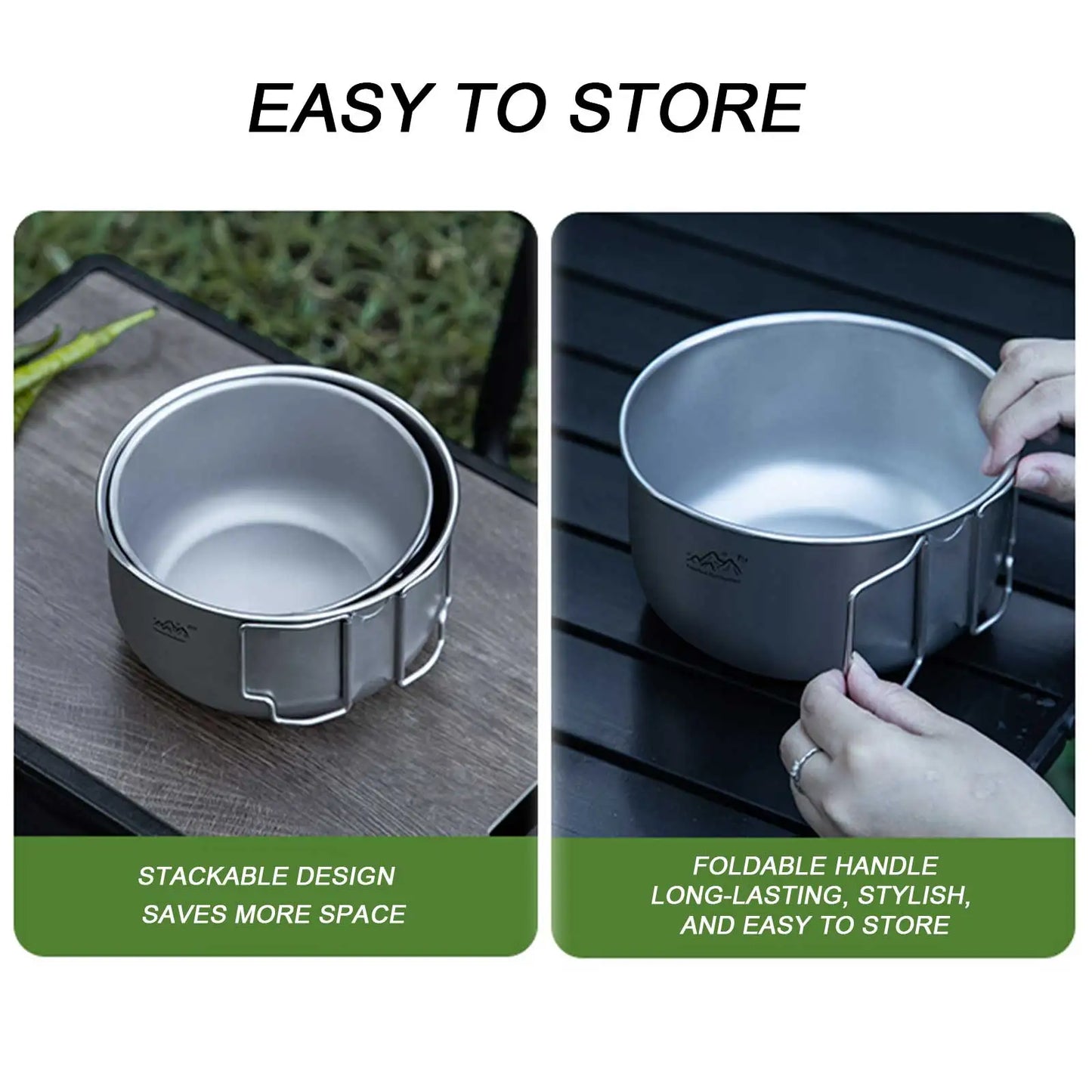 Titanium Foldable Camping Pot – Lightweight Collapsible Cookware