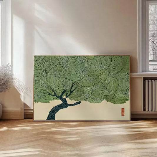 Retro Japanese Wabi Sabi Tree Canvas Wall Art Print Poster Canvas Wall Art Peaceful Pleasures Health and Wellness G5259 30x40cm Unframed