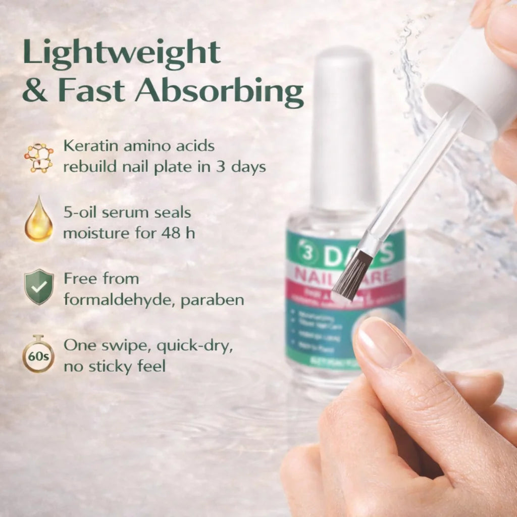 3 Days Nail Care Oil Keratin Amino Acid Formula Fast Dry 90s Salon Shine No Chip Deep Moisture Nail Strengthener,15ml Peaceful Pleasures Health and Wellness
