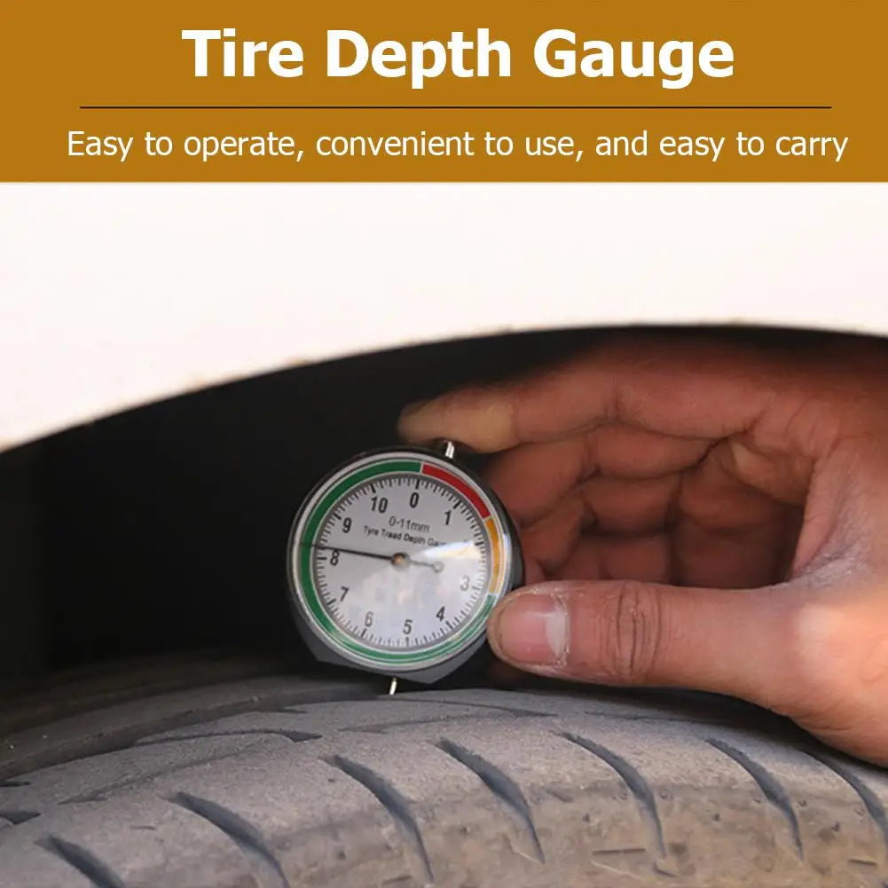 Car Tire Tread Depth Gauge 0-11mm High Accuracy Car Tire Tread Meter Measure Tool ire Wear Indicator Brake Auto Accessories Peaceful Pleasures Health and Wellness