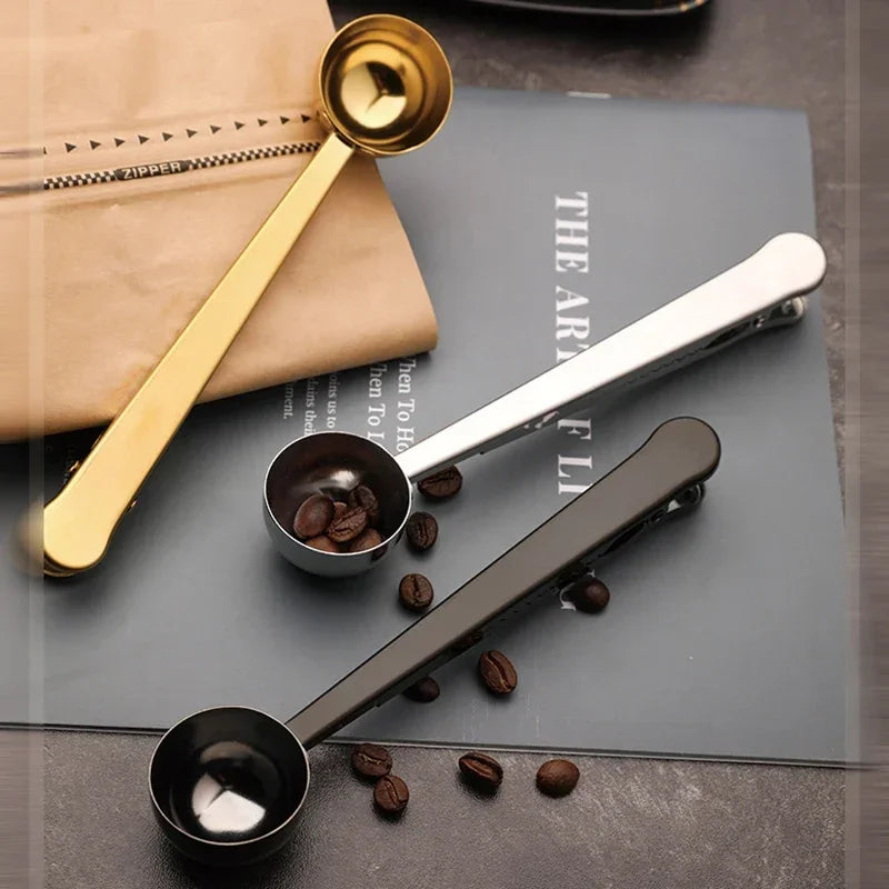 Stainless Steel Long Handle Coffee Spoon & Bag Seal Clip