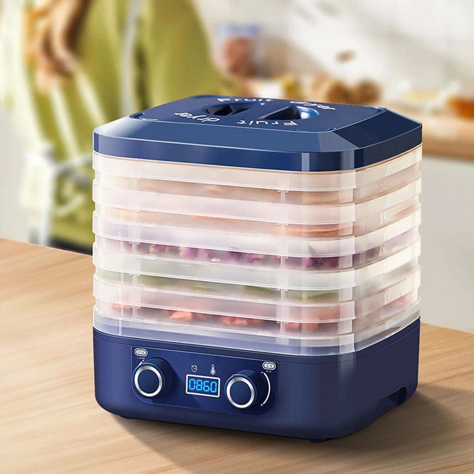 48Hours Long Lasting Thermostatic Fruit Drying Device 5 Layers Food Dehydrator Snack Herb Desiccator Temperature Adjustable Peaceful Pleasures Health and Wellness