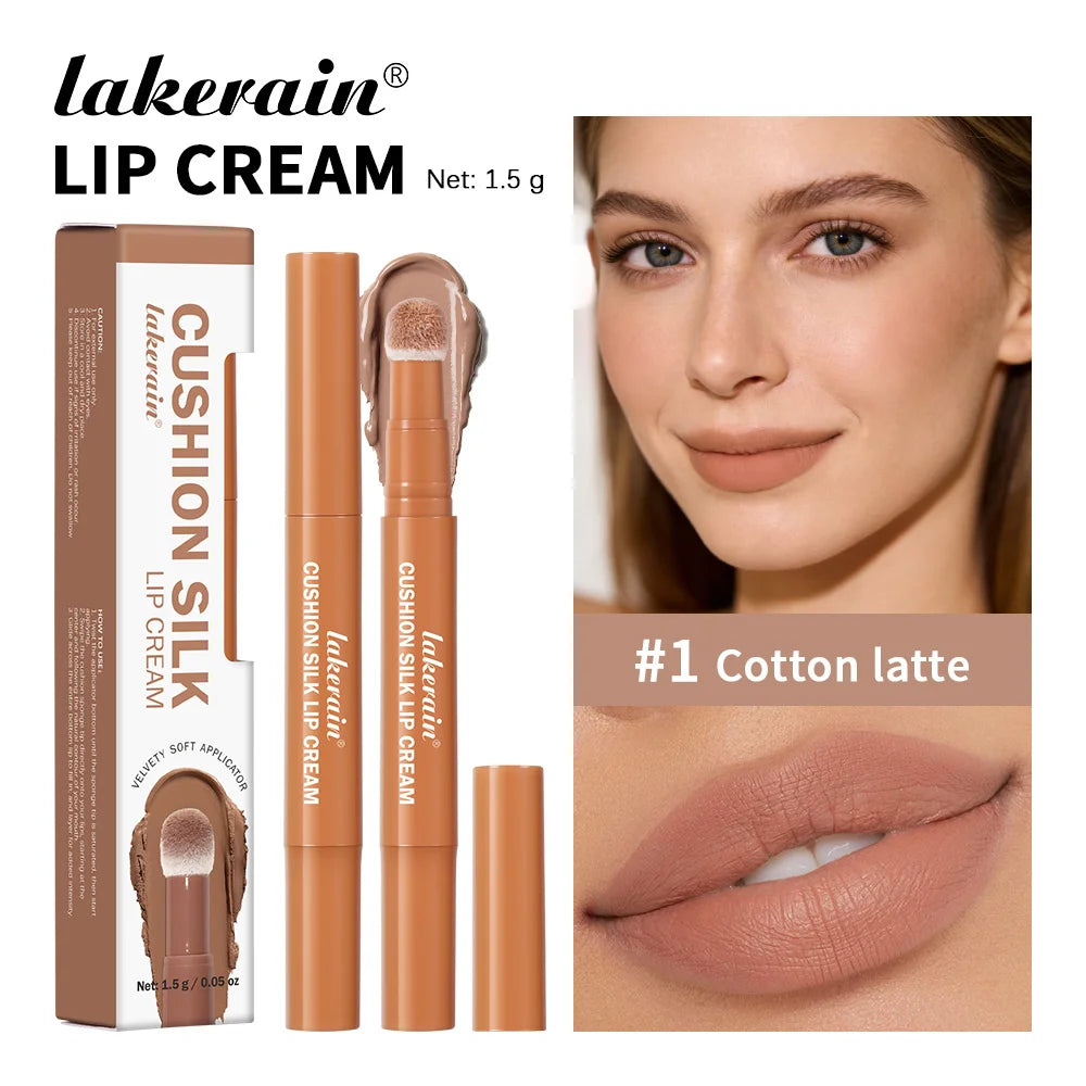 Lakerain 2-in-1 Lip Cream Powder Blusher Air Cushion Brush Design Deep Hydration Long-lasting Non Fading Lipstick Powder Blusher Peaceful Pleasures Health and Wellness Cotton latte