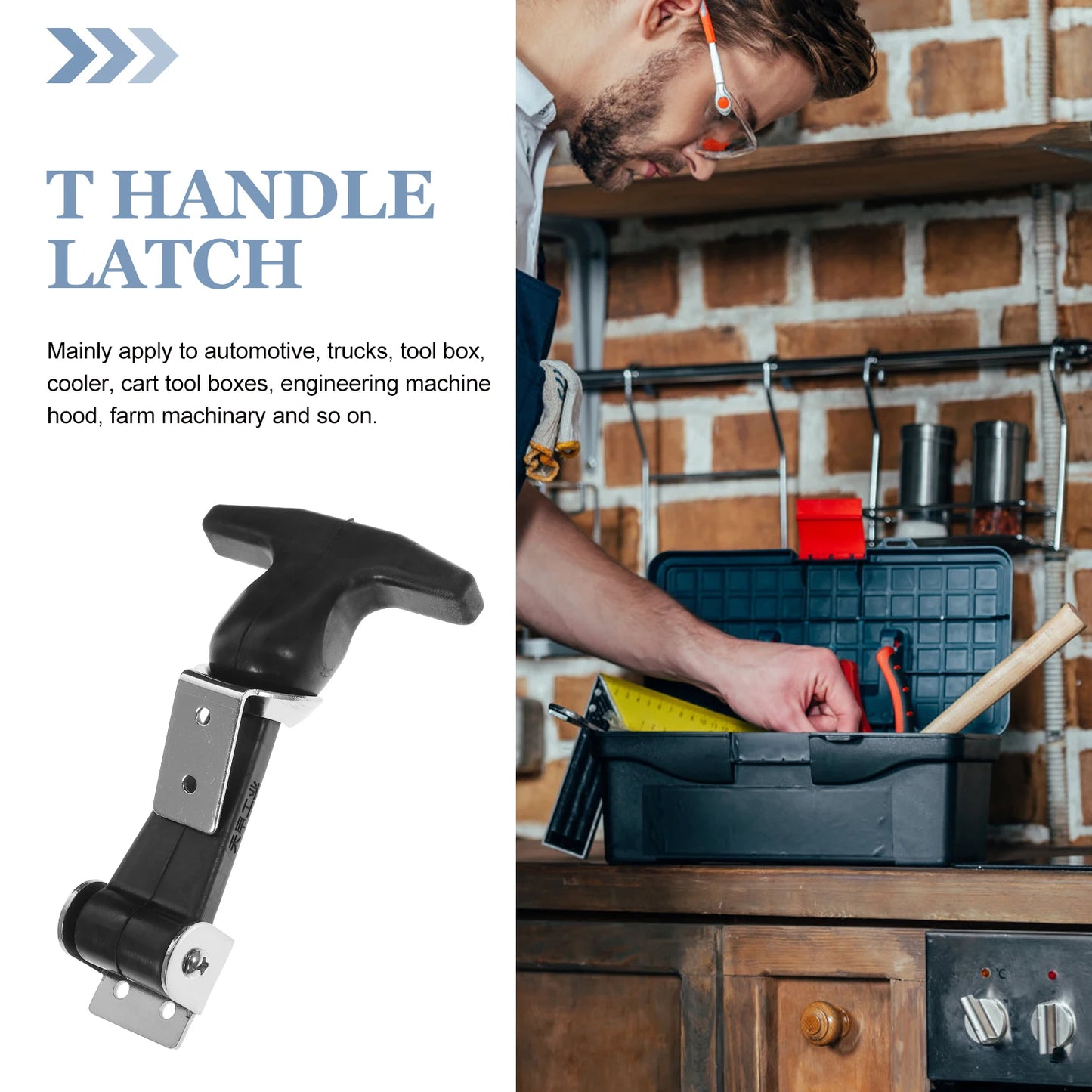 2pcs T-Handle Draw Latches Rubber Buckle Stainless Steel T-Handle Hasp Rubber Hood Catch For Cart Hood Latch Car Draw Latches Peaceful Pleasures Health and Wellness