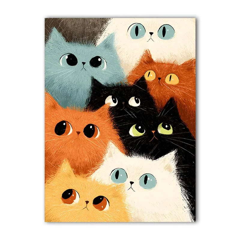 Nordic Wall Art Cute Stacked Cats Animals Canvas Painting Nordic Style Poster Prints Bedroom Living Room Wall Decor Peaceful Pleasures Health and Wellness 02 15x20cm No Frame China Mainland