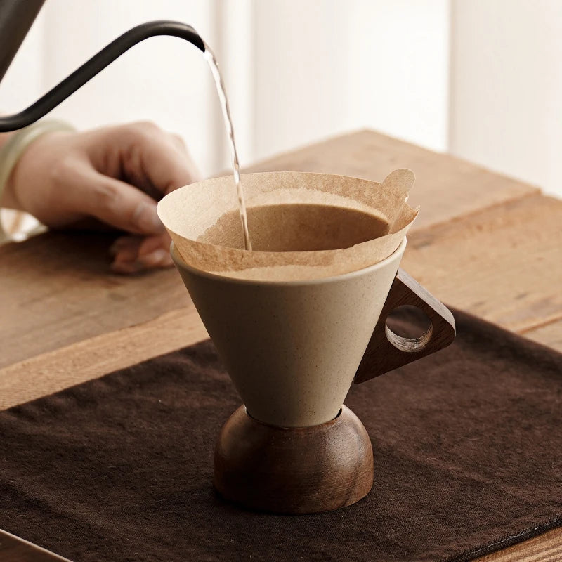 Ancient Style Stoneware Latte Coffee Cup & Saucer Set