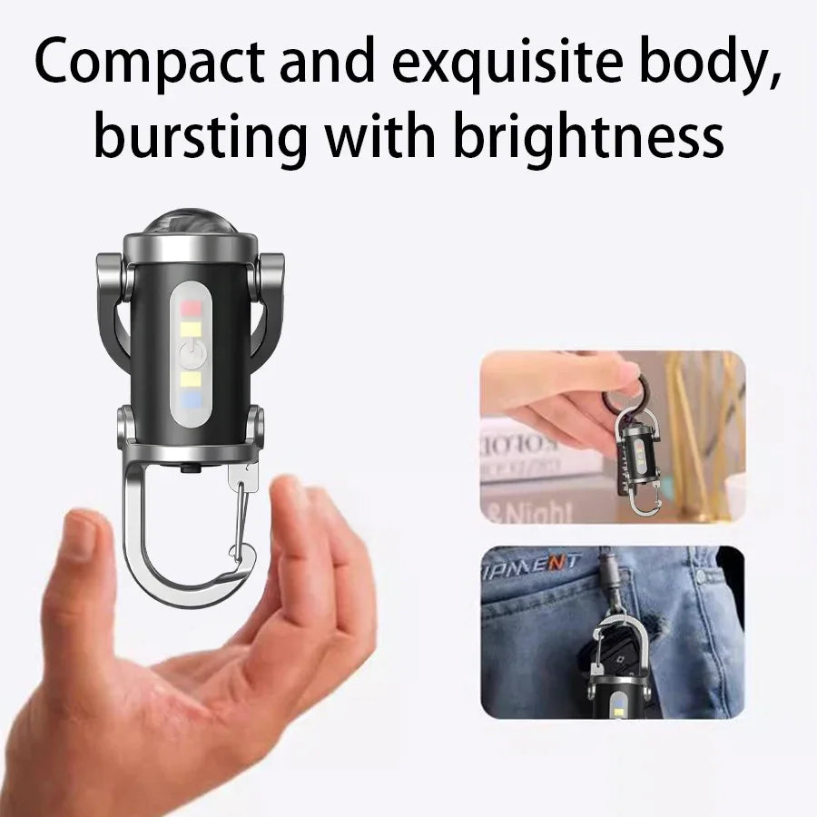 Mini LED COB Flashlight USB Rechargeable Torch – 6 Modes 450 Lm