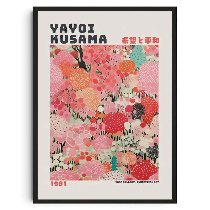 Abstract Yayoi Kusama Style Canvas Poster, Japanese Modern Art Mural Frameless Wall Art for Home Living Room Gallery Decor Peaceful Pleasures Health and Wellness DD027-21 20x30cm Unframed
