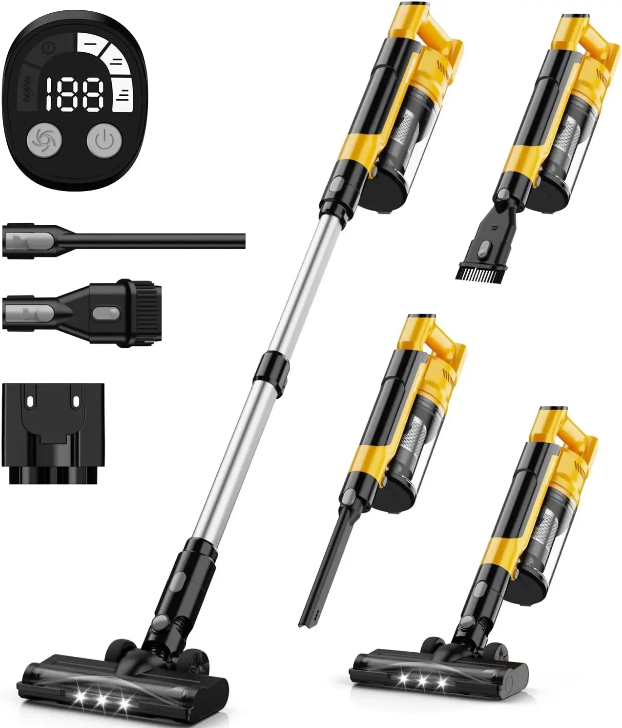 350W Cordless Stick Vacuum, 35kPa Brushless Motor, 6-in-1 with HEPA Filter for Floors & Cars Peaceful Pleasures Health and Wellness United States