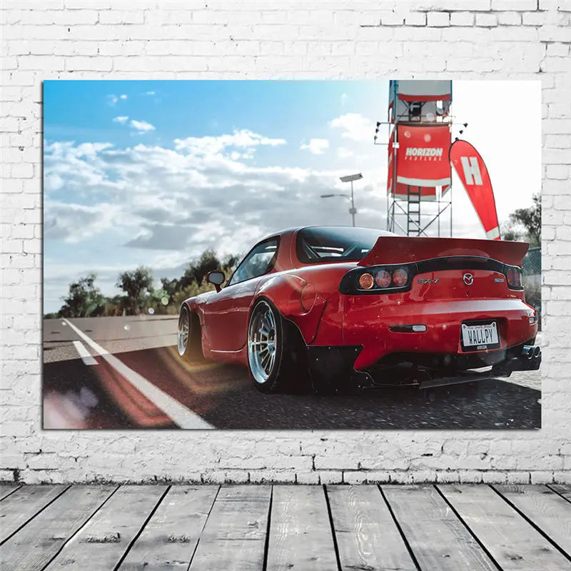 Supercar Canvas Painting Posters and Prints Mazdas RX7 Classic Car Sport Wall Art Picture for Living Room Decor Cuadros Unframed Peaceful Pleasures Health and Wellness
