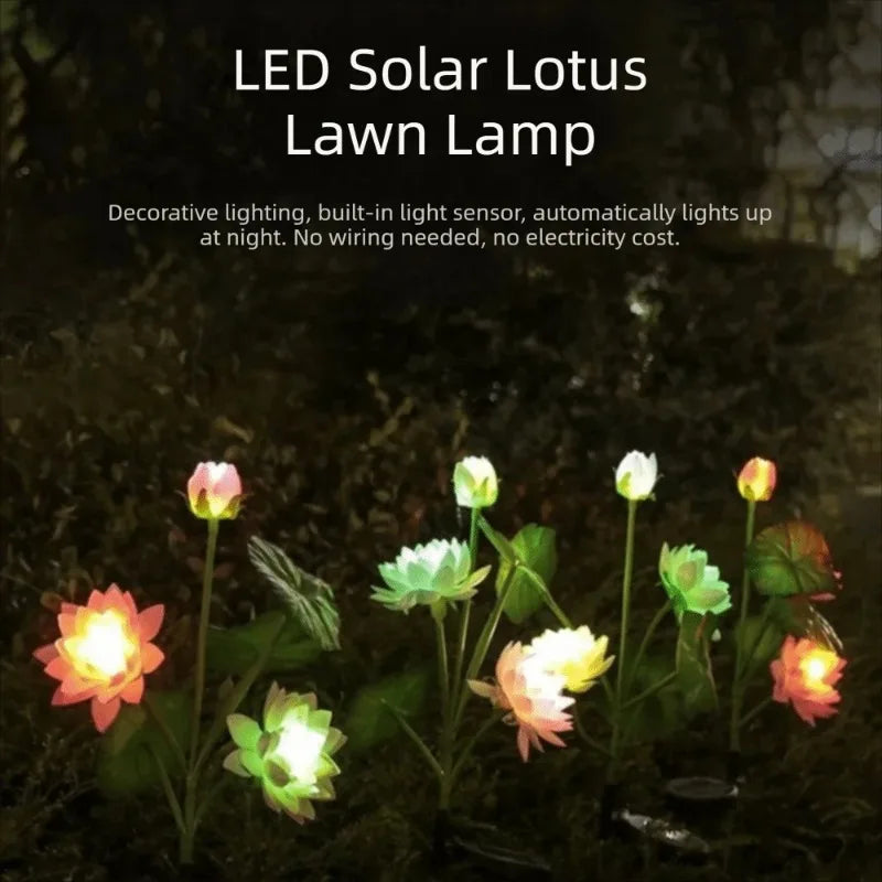 Solar Lotus Flower LED Garden Light | Outdoor Lawn Decor