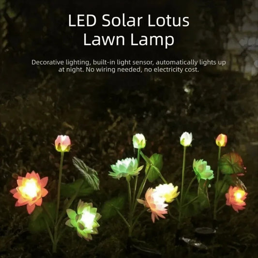 Solar Lotus Flower LED Garden Light | Outdoor Lawn Decor