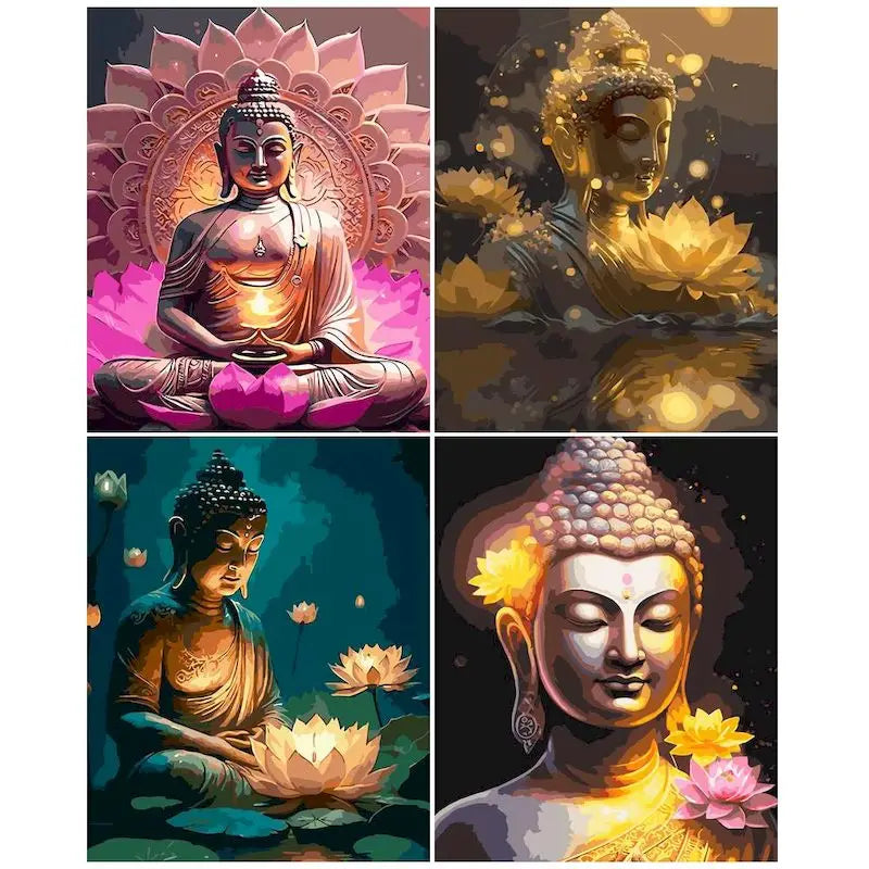 Buddha Paint by Numbers Kit Adults 60x75cm Canvas Wall Art Paint by Numbers Kit Peaceful Pleasures Health and Wellness