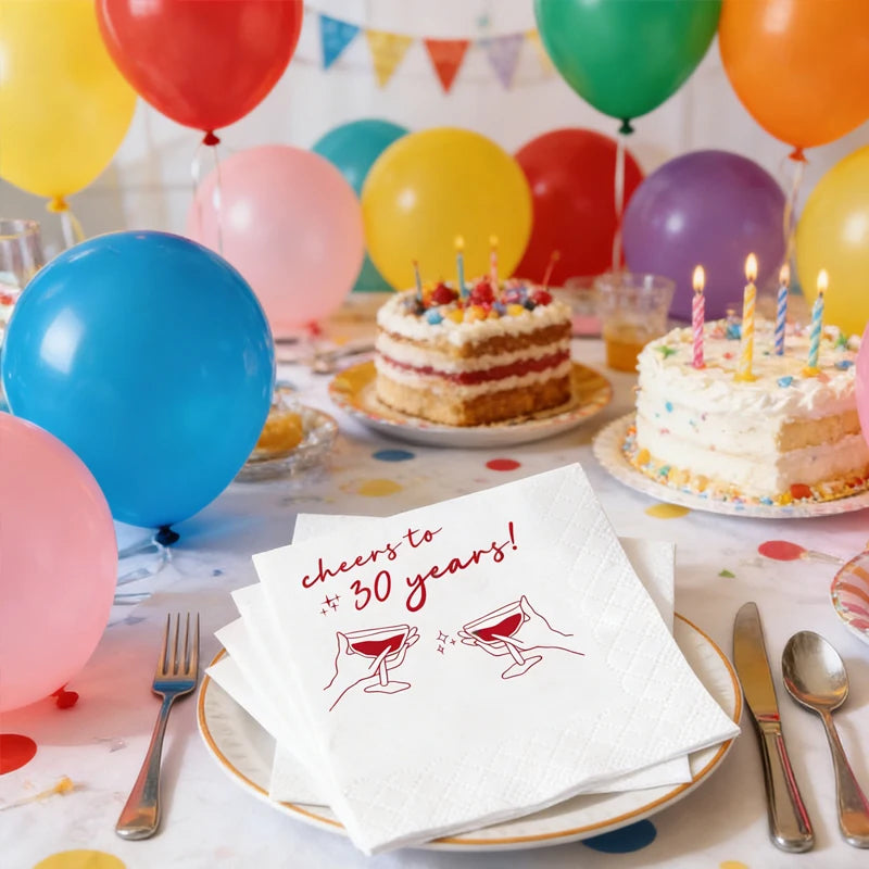 Cheers to 30 Years Cocktail Napkins – 20 Sheets | 30th Birthday