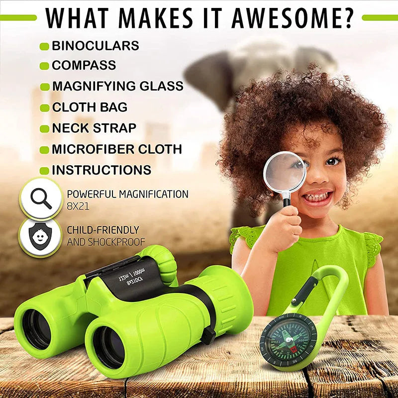 8X21Mm Kid Binocular Telescopes Children Educational Folding Telescope Outdoor Bird Watching Optics Telescope for Camping Peaceful Pleasures Health and Wellness