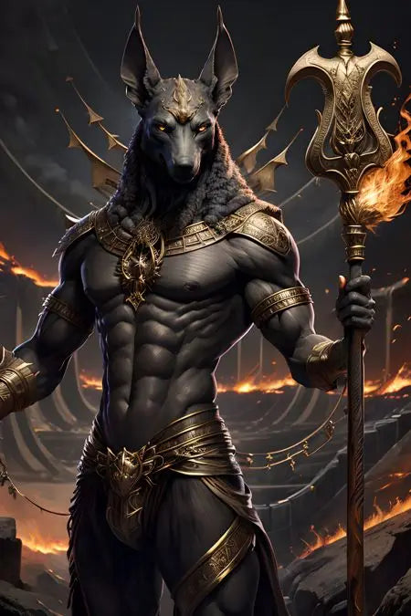 Ancient Egyptian Fantasy Mythology The God Anubis Golden Portrait Posters Print Canvas Painting Wall Art Picture Room Home Decor Peaceful Pleasures Health and Wellness 7 20x30cm Unframed