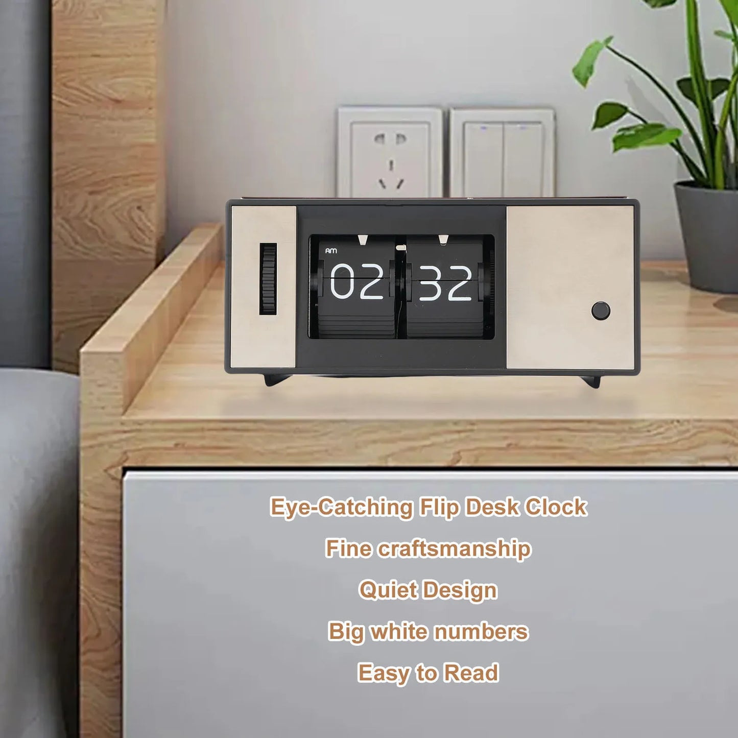 Retro Digital Mechanical Flip Down Clock Auto Desk LED Light Battery