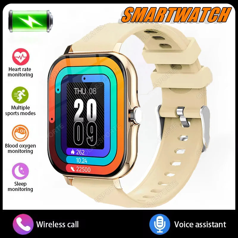2026 New Smart Watch BT Call Message Notification Heart Rate Sleep Health Monitoring Outdoor Sports Fitness Tracking Smartwatch Peaceful Pleasures Health and Wellness Gold