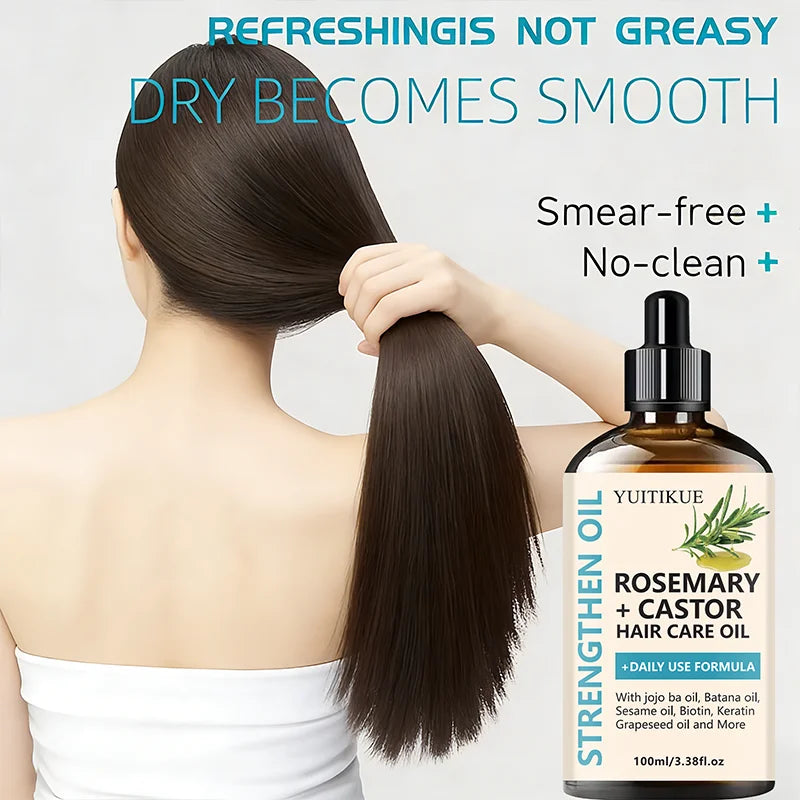 YUITIKUE Rosemary + Castor Hair Care Oil | Strengthening Daily Use Formula | With Jojoba, Batana Oil & Biotin For Healthy Hair Peaceful Pleasures Health and Wellness