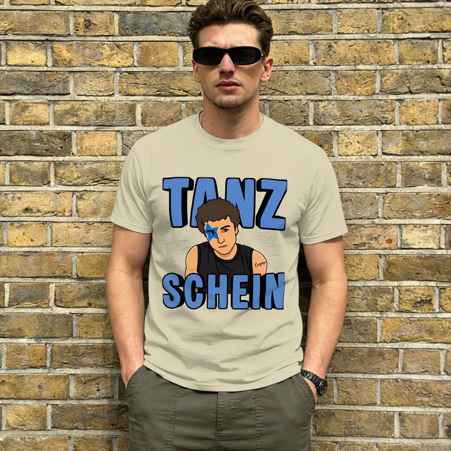 TANZSCHEIN Cosmó Men T Shirts Eurovisions 2026 Awesome Tee Shirt Short Sleeve Round Neck T-Shirt Pure Cotton Summer Clothes Peaceful Pleasures Health and Wellness