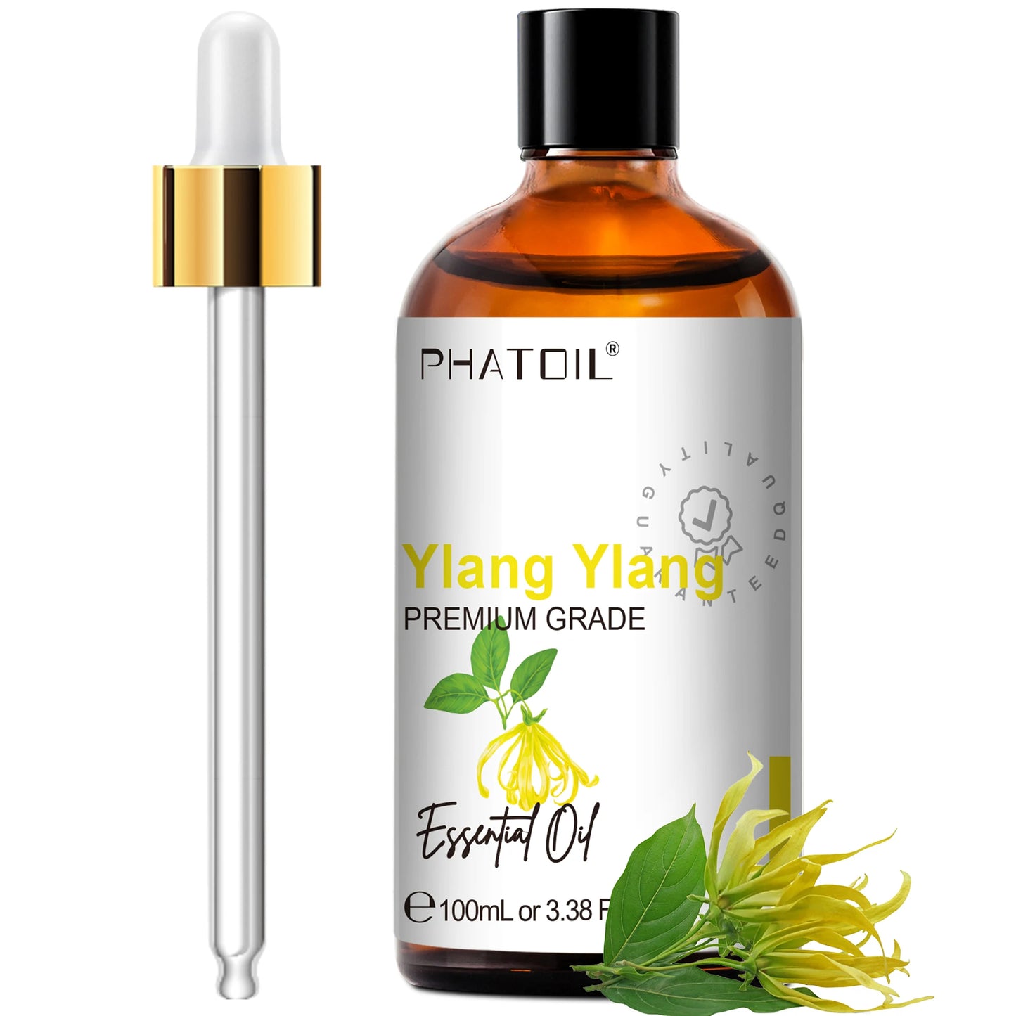 PHATOIL 100ml(3.38 fl.Oz) Eucalyptus Peppermint Tea tree Vanilla Bergamot Aromatherapy Essential Oil For Diffuser,Candle Making Peaceful Pleasures Health and Wellness Ylang Ylang 100ml