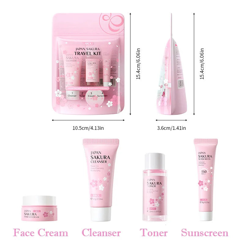 LAIKOU Sakura Skin Care Set – Cleanser, Serum, Toner & Cream