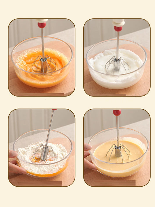 1Pcs Stainless Steel Egg Beater Durable Semi-Automatic Mixer for Effortless Egg Cream Mixing Stirring and Beating Kitchen Baking Peaceful Pleasures Health and Wellness