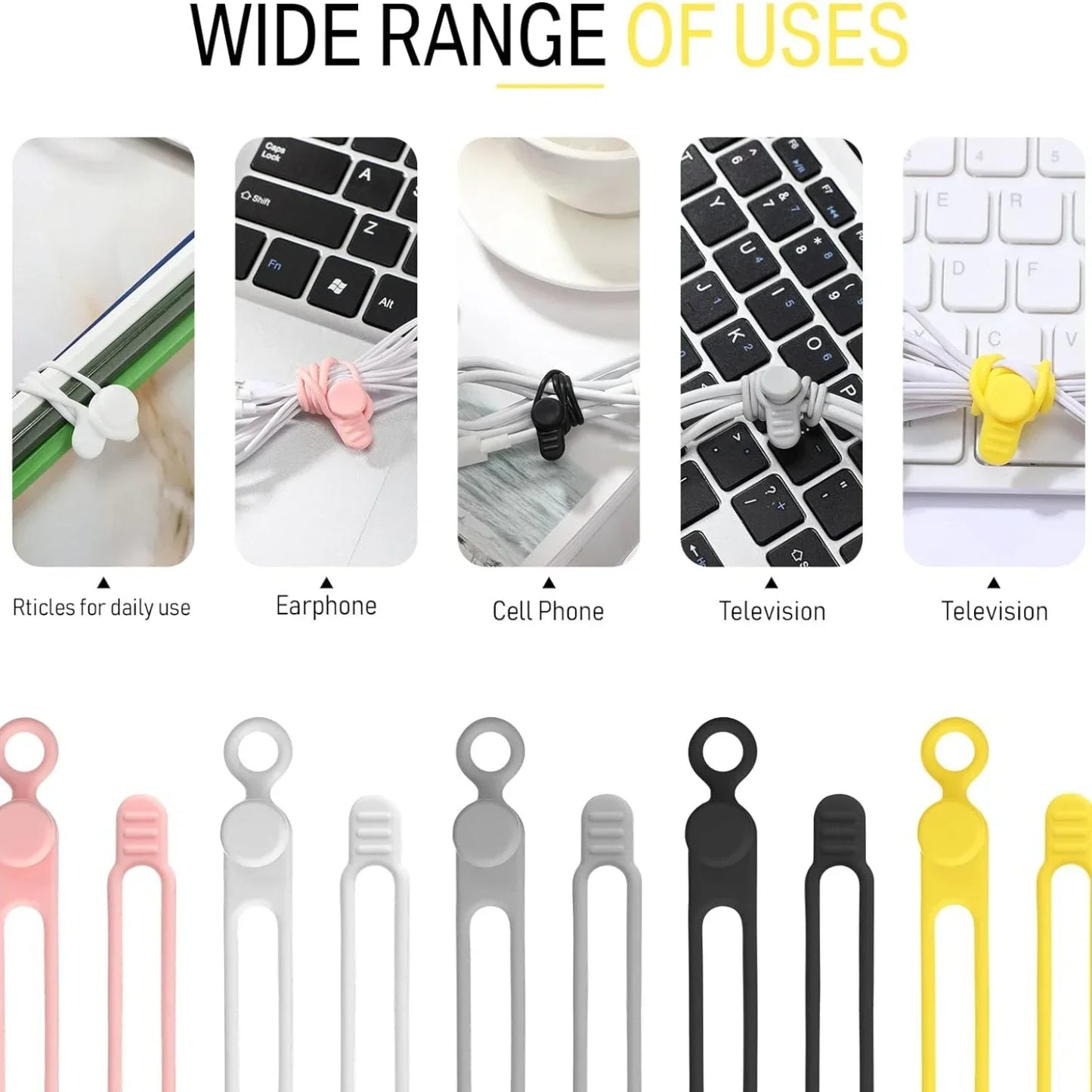 Reusable Silicone Cable Ties – Cord Organizer Straps 6–120 PCS