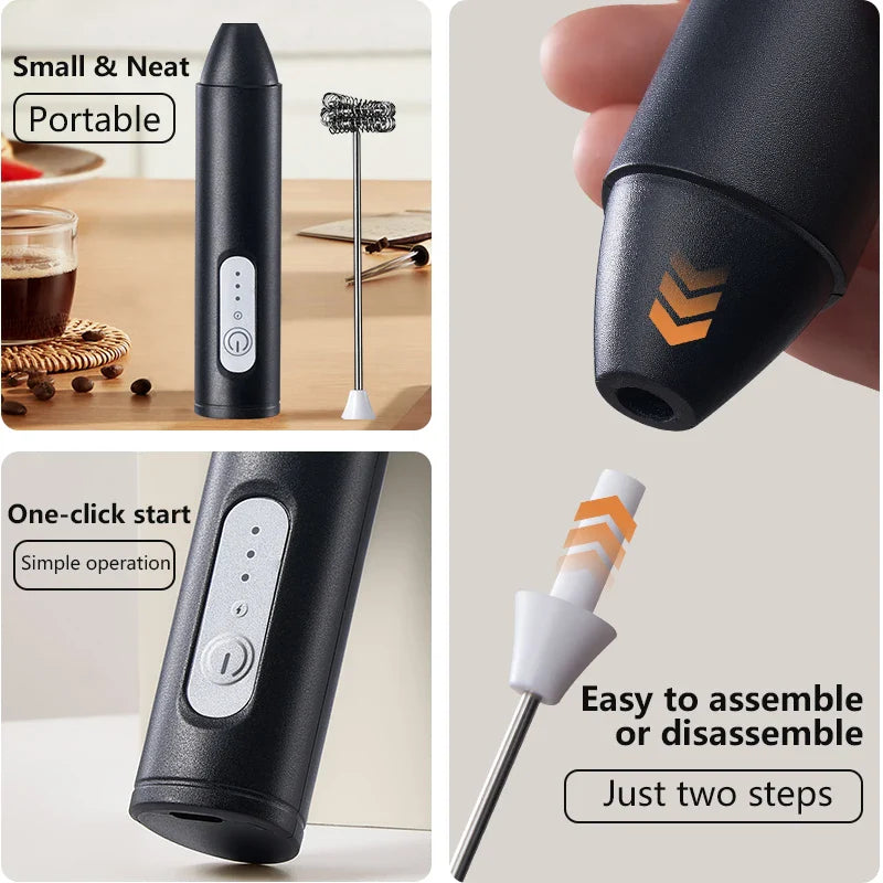 USB Rechargeable Electric Milk Frother & Egg Beater 3-Speed