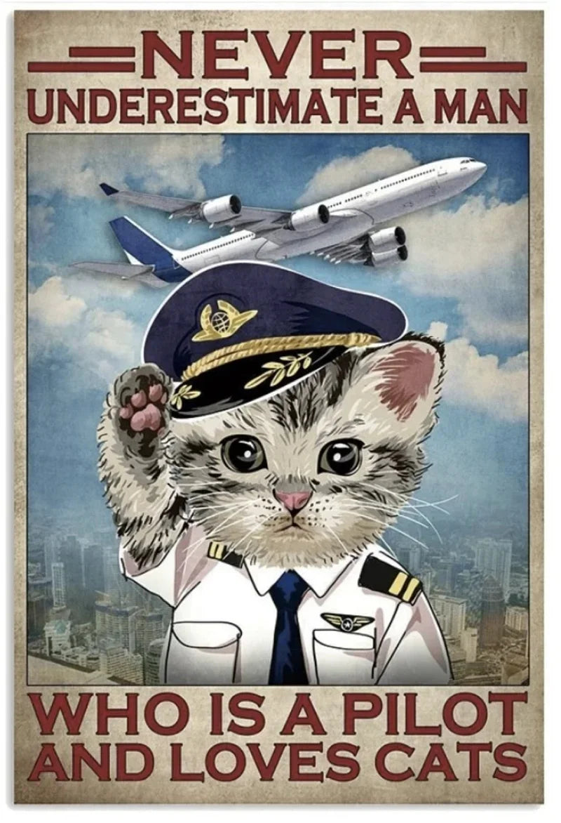Funny Christmas Cat Vintage Canvas Poster | Retro Wall Art Print Canvas Wall Art Print Peaceful Pleasures Health and Wellness ZLH5553 100x150cm No Frame