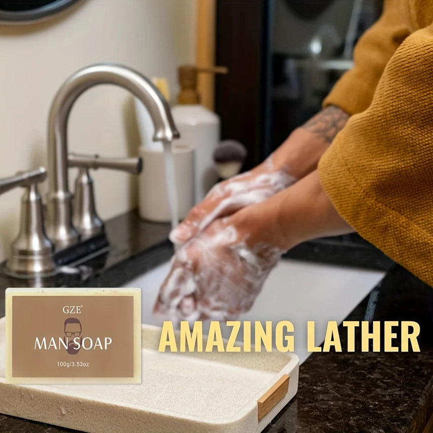 GZE Men's 3-in-1 Exfoliating Scrub Bar – Body, Face & Shave