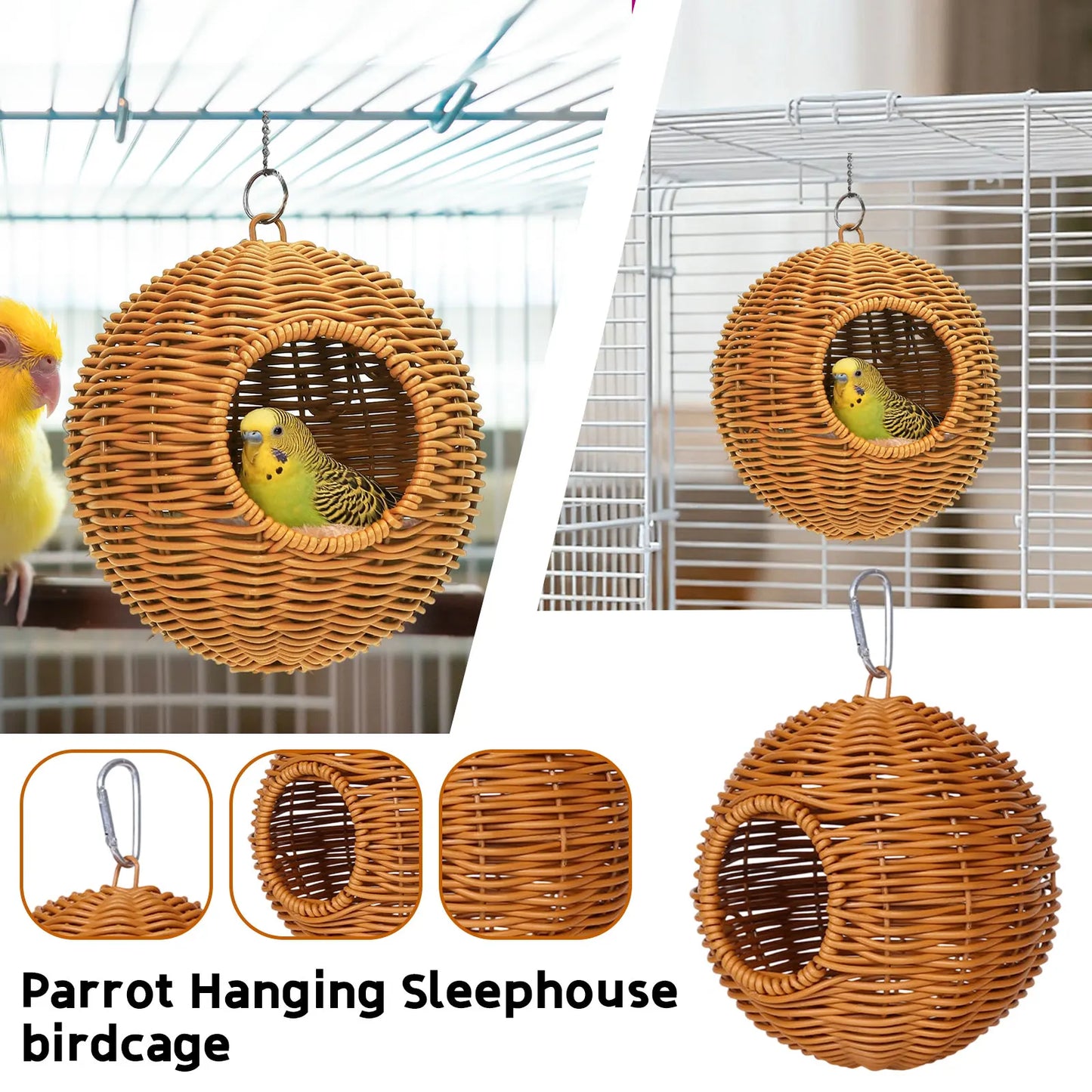 Spherical Parrot Hanging Nest – Bird Sleeping & Breeding House