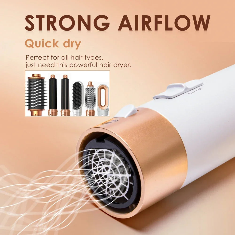 6 in 1 Hair Dryer One-step Hot Air Comb Set Professional Air styling Curling Iron Hair Straightener Styling Tool Hair Dryer Peaceful Pleasures Health and Wellness