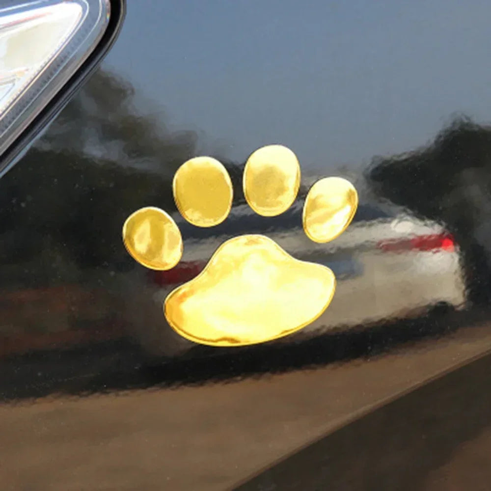 2PCS Car Sticker Cool Design Paw 3D Animal Dog Cat Bear Foot Prints Footprint Decal Car Stickers Silver Gold Auto Accessories Peaceful Pleasures Health and Wellness
