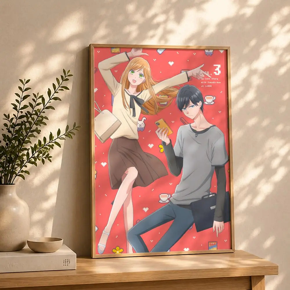 Anime M-My Love Story with Yamada-kun at Lv999S Poster HD Self Adhesive Waterproof Wall Art Ideal for Home Office Dorm Bedroom Peaceful Pleasures Health and Wellness White4 40X50cmNoframe