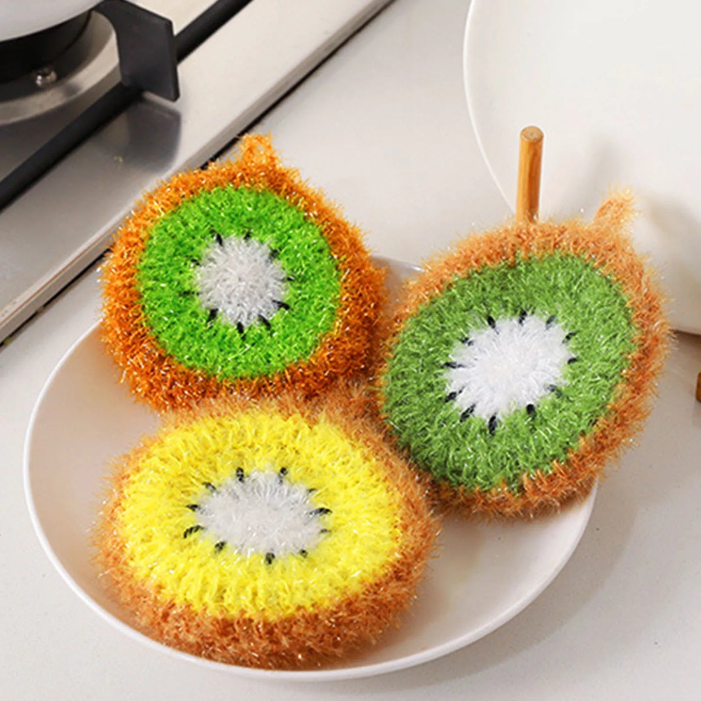 Fruit Shape Dish Scrubber Non-Scratch Kitchen Dish Scrubber for Cleaning Bathroom and Floors Peaceful Pleasures Health and Wellness
