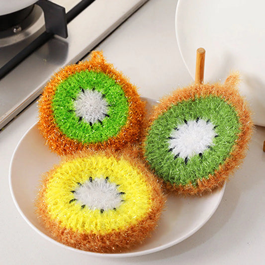 Fruit Shape Dish Scrubber Non-Scratch Kitchen Dish Scrubber for Cleaning Bathroom and Floors Peaceful Pleasures Health and Wellness