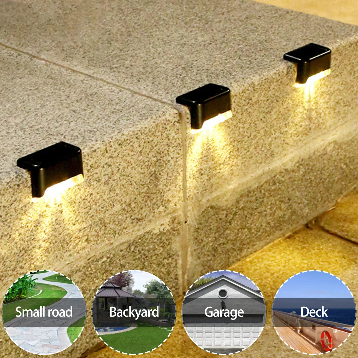 Solar LED Fence & Step Lights | IP65 Waterproof Garden Lamp