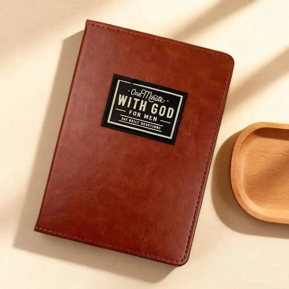 Bview Art One Minute God Men 365 Daily Devotions Brown Leather