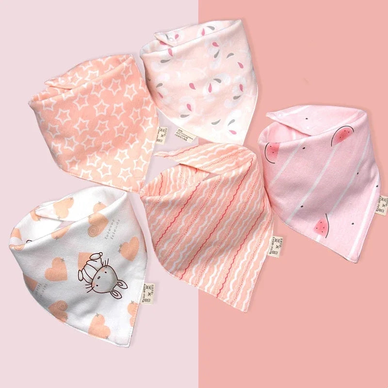 5pcs Pure Cotton Waterproof Bibs Baby Saliva Towel Triangle Scarf Newborn Boys Girls Absorbent Cloth Bib Saliva Scarf Peaceful Pleasures Health and Wellness Pink 5pcs
