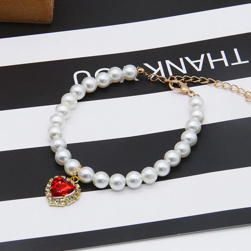 New Cat Collar Decoration Pet Cute Exquisite Neck Kitten Adjustable Summer Cat Necklace High Simulation Pearls Pet Supplies Peaceful Pleasures Health and Wellness 1pc M