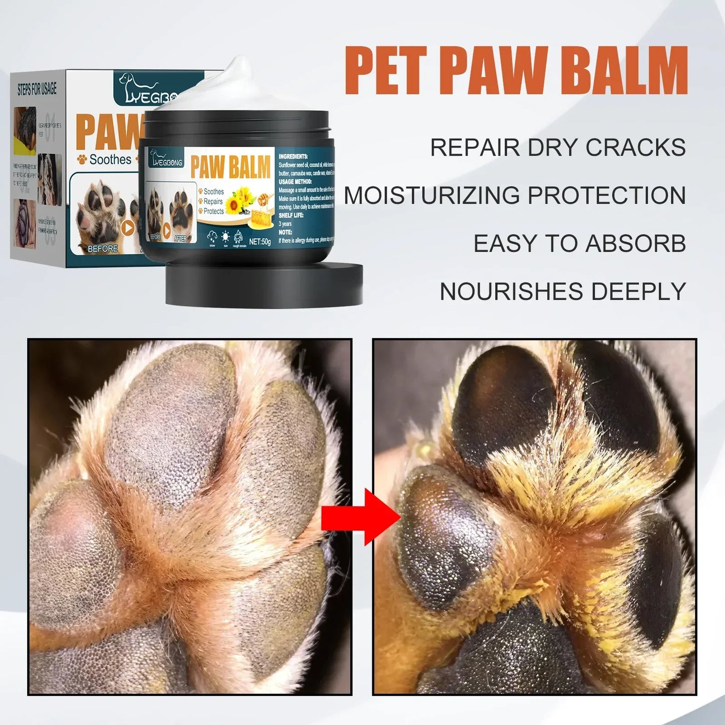 Natural Lick-Safe Pet Paw Balm – Vitamin E & Shea Butter 50g