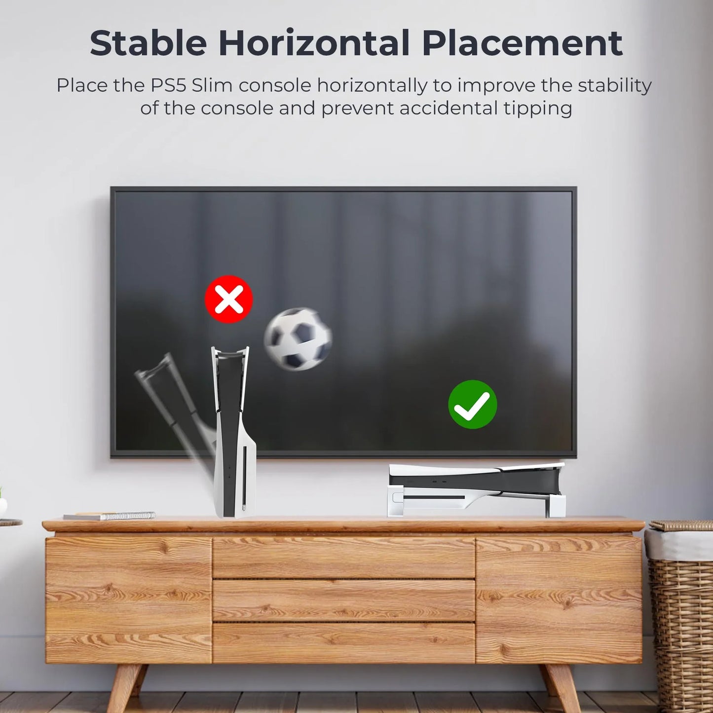 Horizontal Stand for PS5 Slim & Pro – Anti-Slip Cooling Base