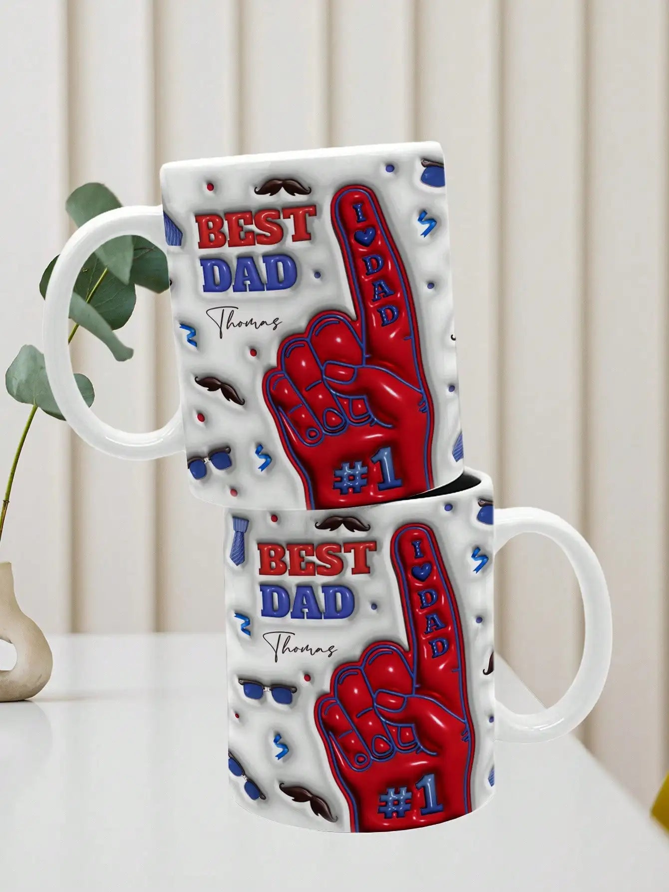 Personalized 3D Dad Mug – Custom Photo & Name Coffee Cup