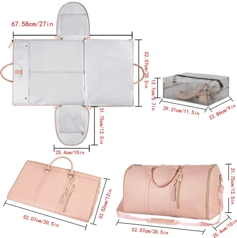 Garment Bag for Travel, Carry On Garment bag, Convertible Duffel Bag with Shoe Compartment, Perfect for Business Trips Peaceful Pleasures Health and Wellness