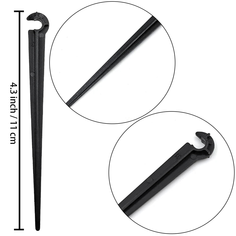 50Pcs Irrigation Drip Support Stakes C- Shape Fixed Stems Holder Bracket for 4/7mm Drip Irrigation Pipe Inserting Ground Peaceful Pleasures Health and Wellness