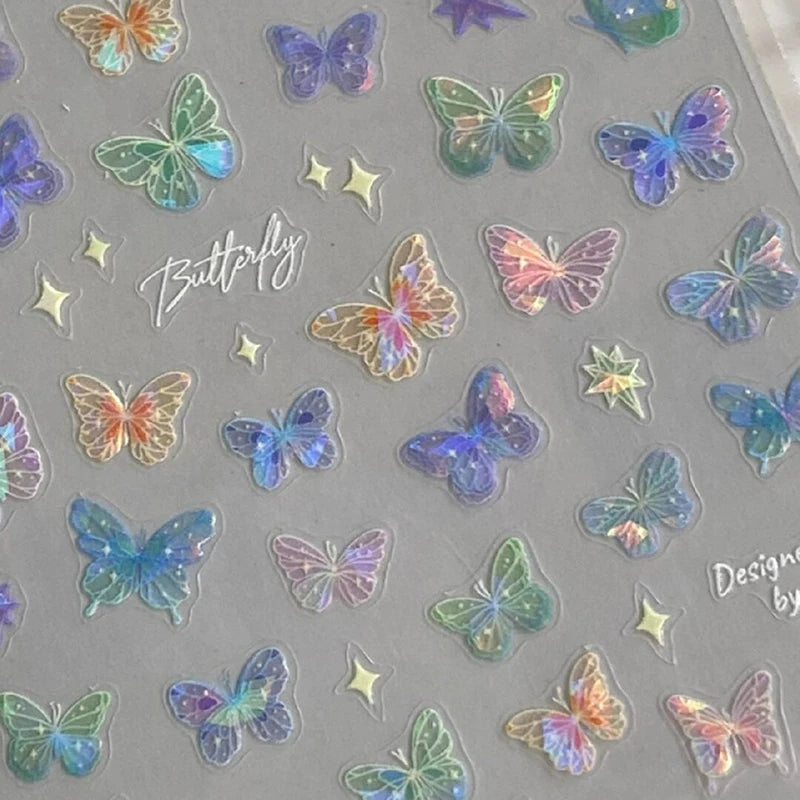 Butterfly Laser Nail Art Stickers – Embossed Fairy Design