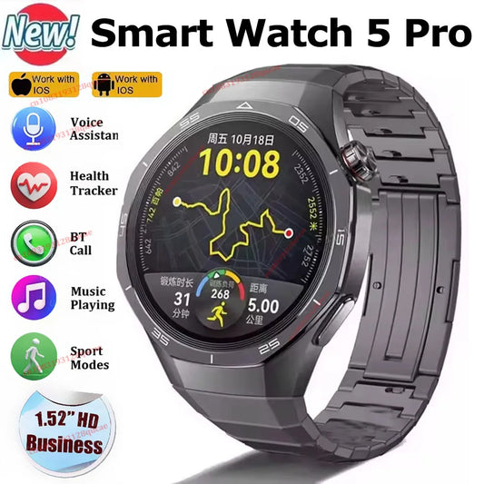 Watch 5 Pro New Men's Smartwatch High-Definition Screen Health Tracking Bluetooth Calls Voice Assistant Sports Smartwatches Hw12 Peaceful Pleasures Health and Wellness