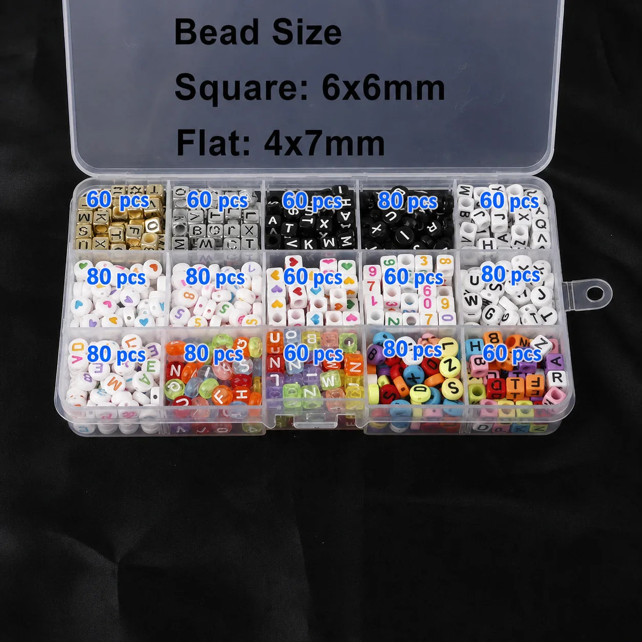 1080-Pc Acrylic Letter Bead Set | 15-Grid Box, DIY Jewelry Making